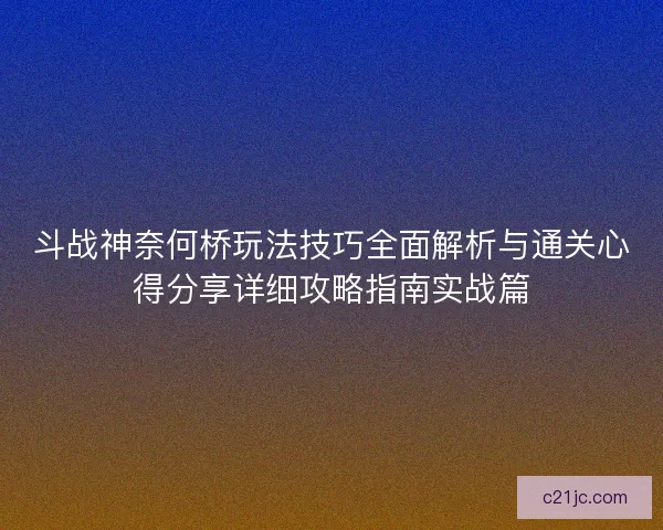 斗战神奈何桥玩法技巧全面解析与通关心得分享详细攻略指南实战篇