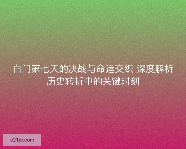 白门第七天的决战与命运交织 深度解析历史转折中的关键时刻